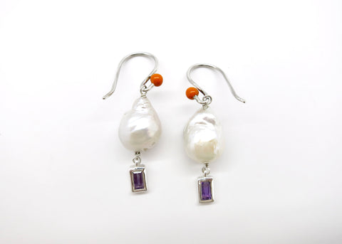 February (baroque pearl birthstone earrings)