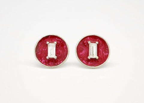 April (enamel marbling birthstone earrings) - Lai