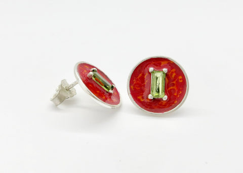 August (enamel marbling birthstone earrings) - Lai