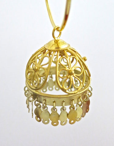 Beautiful, large, gold-plated filigree Jhumka bottoms - Lai