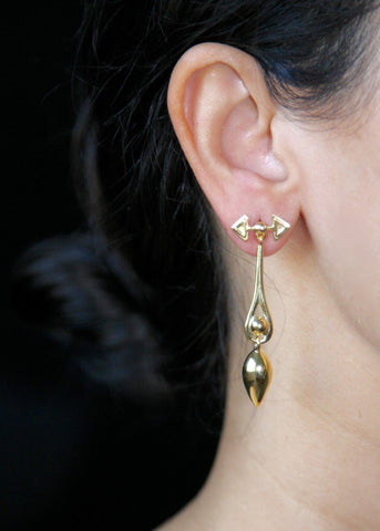 Chic, uber elegant, gold-plated Victorian drop earrings - Lai