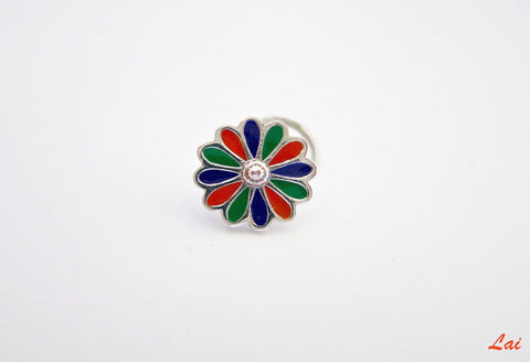 Colorful and artistic, floral enamel nose pin