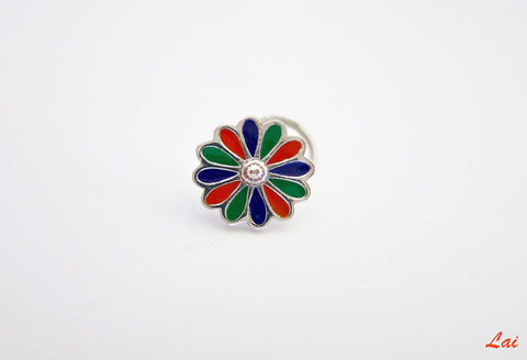 Colorful and artistic, floral enamel nose pin - Lai