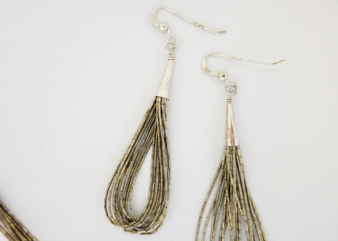 Ethereal, liquid silver Southwestern necklace & earrings set - Lai