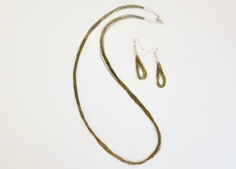Ethereal, liquid silver Southwestern necklace & earrings set - Lai