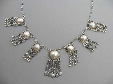 Exquisite, hammered disc and fringe Kashmiri necklace
