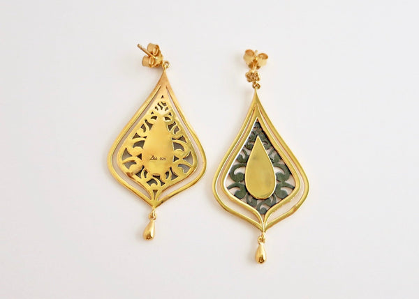 Gorgeous, gold plated, two-tone 'Chandni' drop earrings – Lai