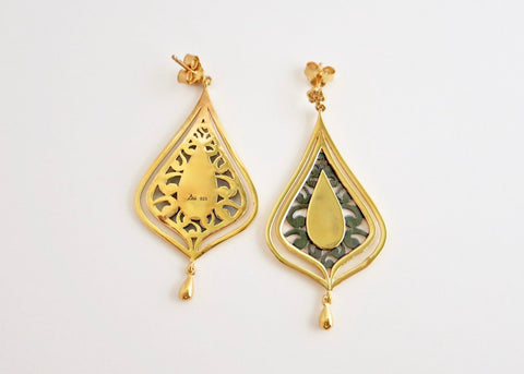 Gorgeous, gold plated, two-tone 'Chandni' drop earrings - Lai