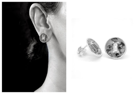 January (enamel marbling birthstone earrings) - Lai