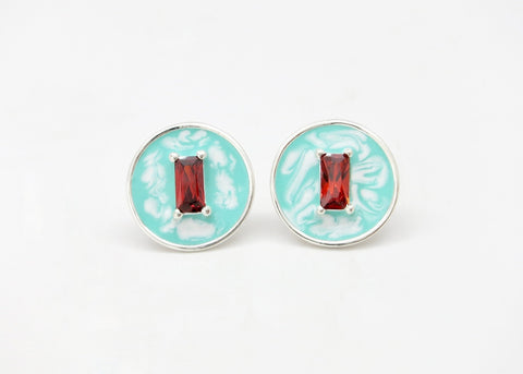 July (enamel marbling birthstone earrings)