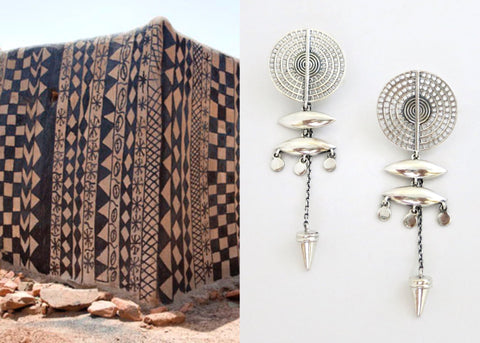 KELLAN shield and chain, front-back, modular earrings