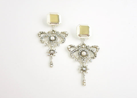 Luxurious, opulent, pearl encrusted statement earrings - Lai