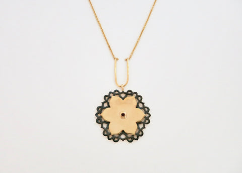 Magnificent, gold plated, dual-tone, Mughal lotus necklace - Lai
