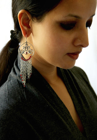 Magnificent, regal, cascading chains chandelier earrings - Lai