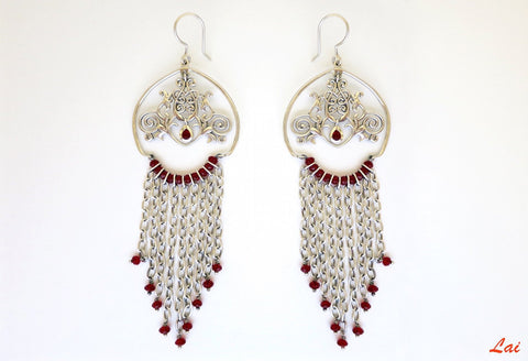 Magnificent, regal, cascading chains chandelier earrings - Lai