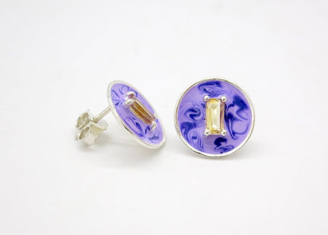 November (enamel marbling birthstone earrings) - Lai