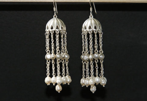 Ravishing, long pearl jhumkas/chandelier earrings - Lai