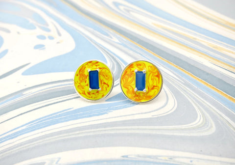 September (enamel marbling birthstone earrings)