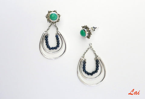 Stunning, green blue detachable earrings that can be worn 2-ways