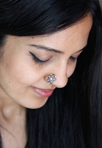 Stunning, multi color enamel nose pin - Lai