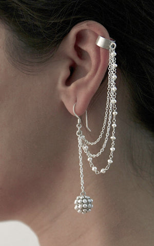 Stunning, pearl-encrusted, dangling ear cuffs - Lai