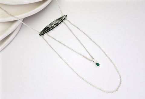 Unique, elegant layered Bidri chain necklace