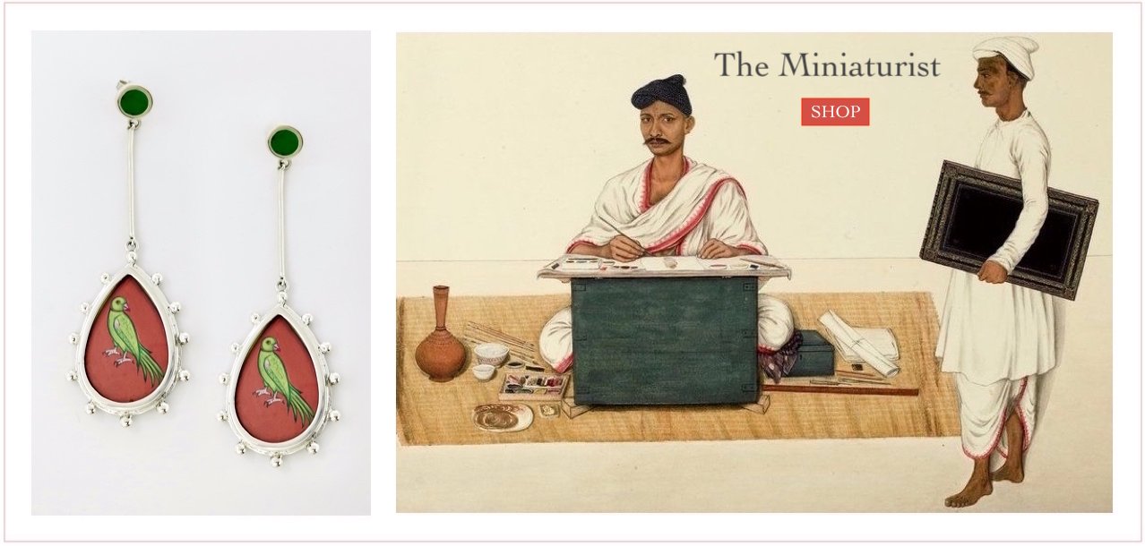 Miniature painting encased in sterling silver jewelry