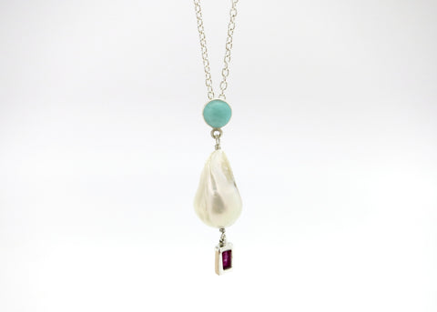 July (baroque pearl birthstone necklace)