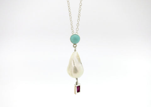 July (baroque pearl birthstone necklace)