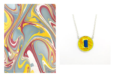 September (enamel marbling birthstone necklace)