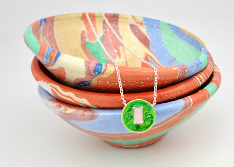 October (enamel marbling birthstone necklace)