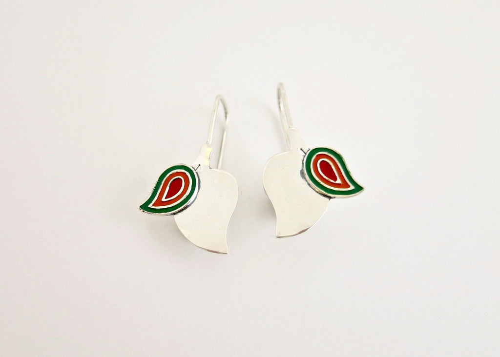 'Ambi' (mango) rectangular fish hook earrings - Lai