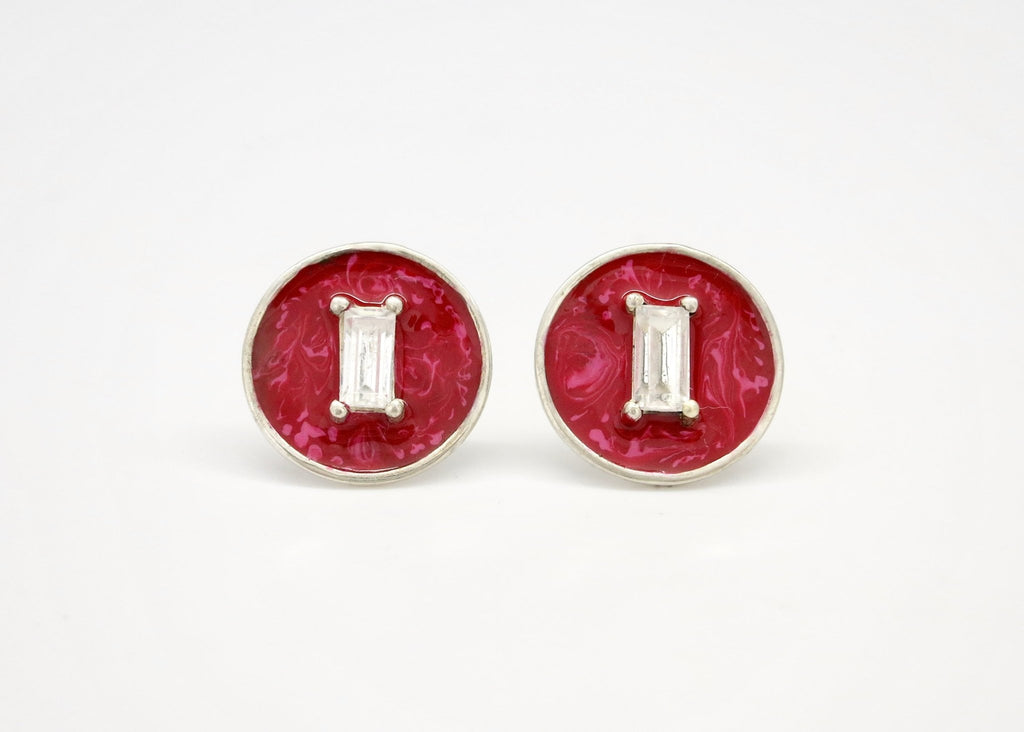 April (enamel marbling birthstone earrings) - Lai