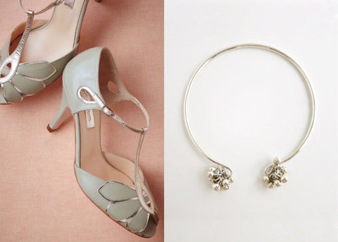 Artistic, bangle anklet with silver ball cluster- can also be worn as an arm band