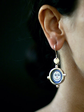 Asymmetrical Chandra (moon) and Surya (sun) earrings - Lai