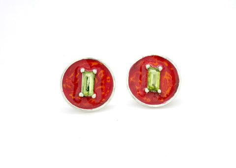 August (enamel marbling birthstone earrings)