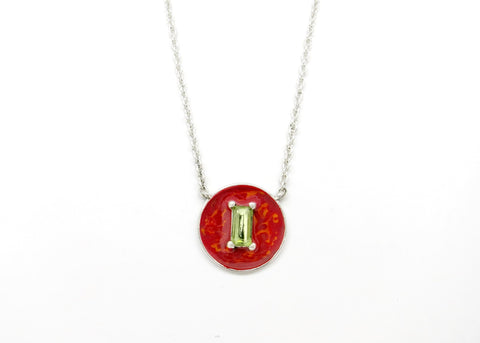 August (enamel marbling birthstone necklace)