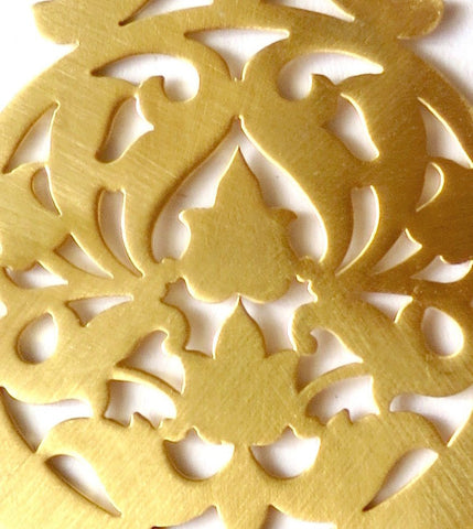 Beautiful, floral pattern, cut-out drop shape gold-plated earrings - Lai