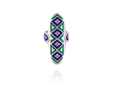 Captivating, long, Multani, enamel-work ring - Lai