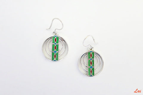 Chic and artistic, concentric circle enamel earrings - Lai