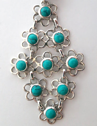 Chic and artistic, Samarkand linked floral units flexible turquoise pendant - Lai