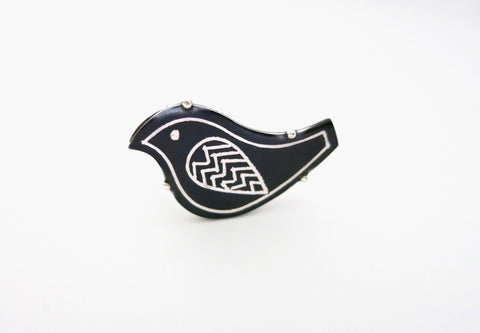 Chic and fun Bidri bird ring - Lai