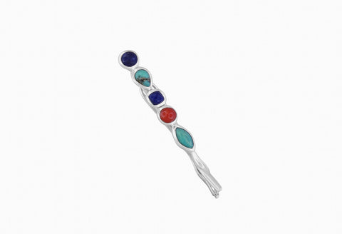 Chic lapis, turquoise and coral hair clip - Lai