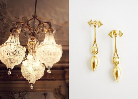 Chic, uber elegant, gold-plated Victorian drop earrings