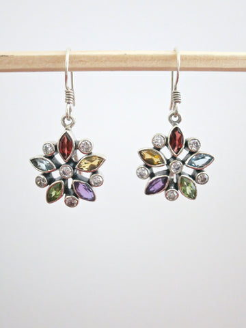 Classic, floral multi-color gemstones earrings