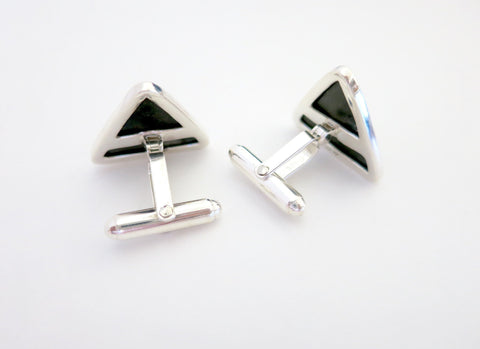 Classic, triangular, Bidri cufflinks - Lai