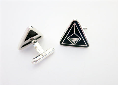 Classic, triangular, Bidri cufflinks - Lai