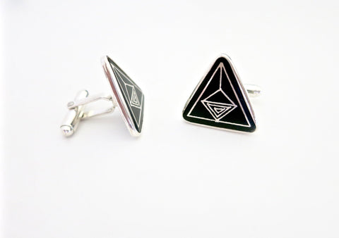 Classic, triangular, Bidri cufflinks - Lai