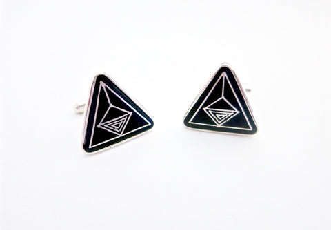 Classic, triangular, Bidri cufflinks - Lai