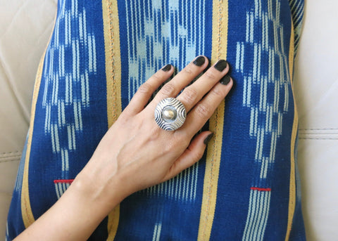 Contemporary neo-tribal ring from Rajasthan - Lai